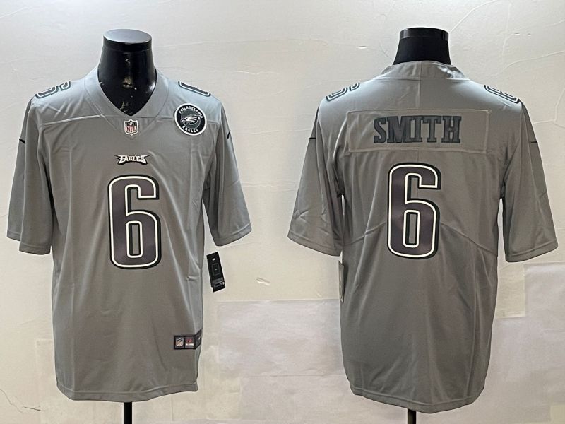 Men Philadelphia Eagles #6 Smith Grey 2025 Nike Vapor Limited NFL Jersey style 2102